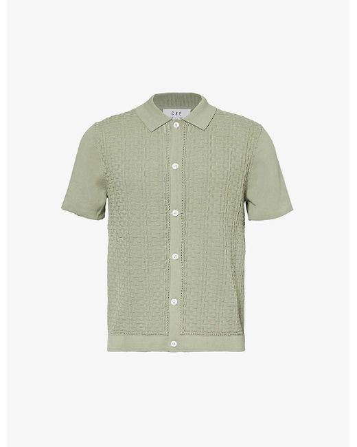 CHE Green Links Short-sleeved Regular-fit Cotton-knit Shirt for men