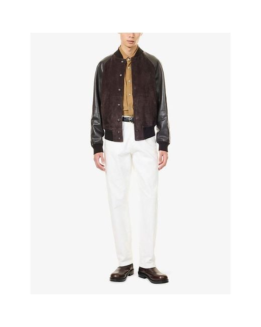 Tom Ford Black Soft Suede And Leather Bomber Jacket for men