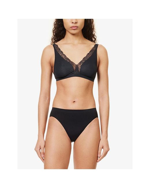 Hanro Blue Mid-Rise Seamless Stretch-Woven Briefs