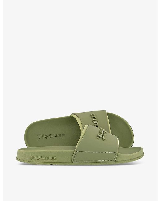 Juicy Couture Green Breanna Logo-embossed Rubber Sliders