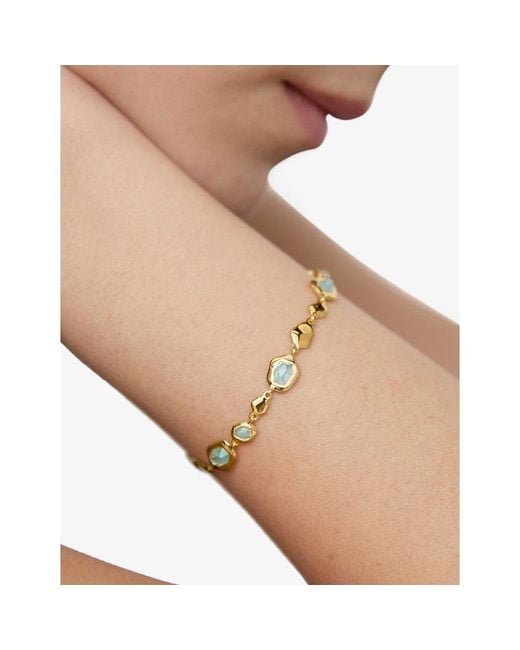 Monica Vinader Metallic Odyssey Pebbled 18Ct- Vermeil And Aquamarine Chain Bracelet