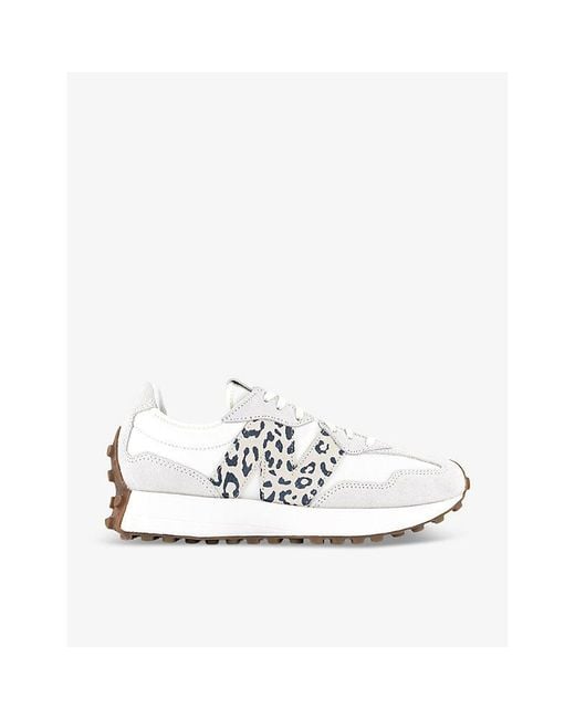 New Balance White 327 Logo-Embroidered Suede And Woven Low-Top Trainers