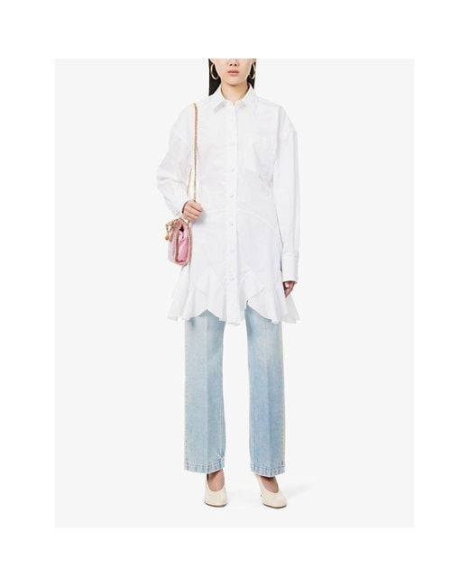 Stella McCartney White Shirt Patch-pocket Cotton Mini Dress