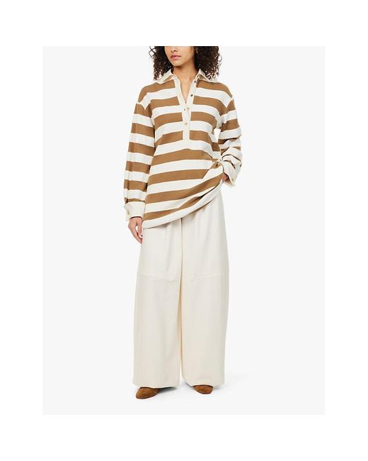 Max Mara Avoriaz Exposed-Stitching High-Rise Wide-Leg Stretch-Cotton ...