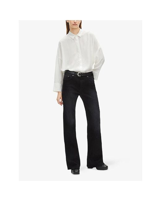 The Kooples White Straight-Hem Silk Shirt