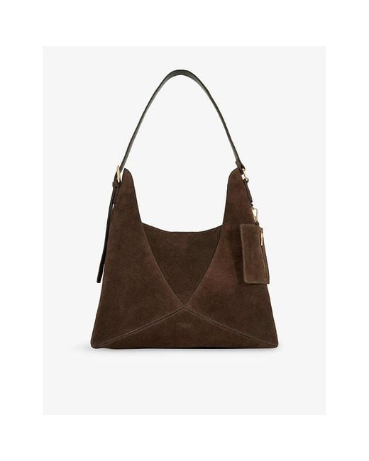 Dune Brown Dearest Suede Hobo Shoulder Bag