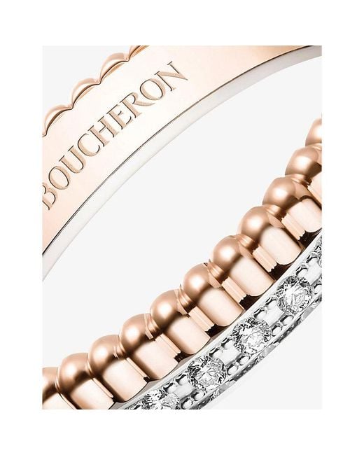 Boucheron White Quatre Radiant Edition 18Ct, Rose- And 0.23Ct Diamond Wedding Band for men