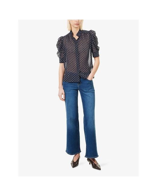 FRAME Blue Le Slim Palazzo Low-Rise Stretch-Denim Blend Jeans