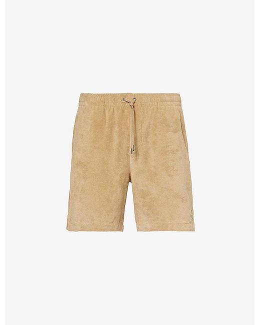 Polo Ralph Lauren Natural Brand-embroidered Terry-texture Cotton-blend Shorts for men