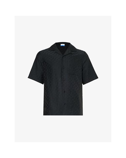 Off-White c/o Virgil Abloh Black Logo-jacquard Cotton And Silk-blend Shirt for men