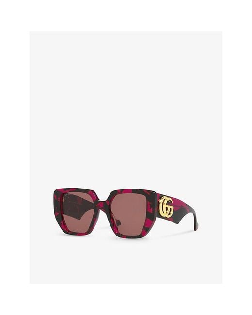 Gucci Pink Gc001595 gg0956s Rectangle-frame Acetate Sunglasses