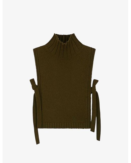 Soeur Green Or Turtleneck Self-tie Wool-blend Jumper