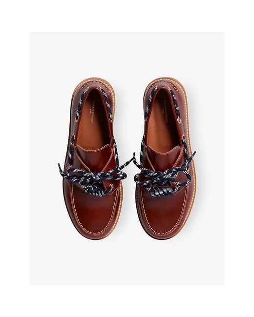 Claudie Pierlot Red Lace-Up Leather Boat Shoes