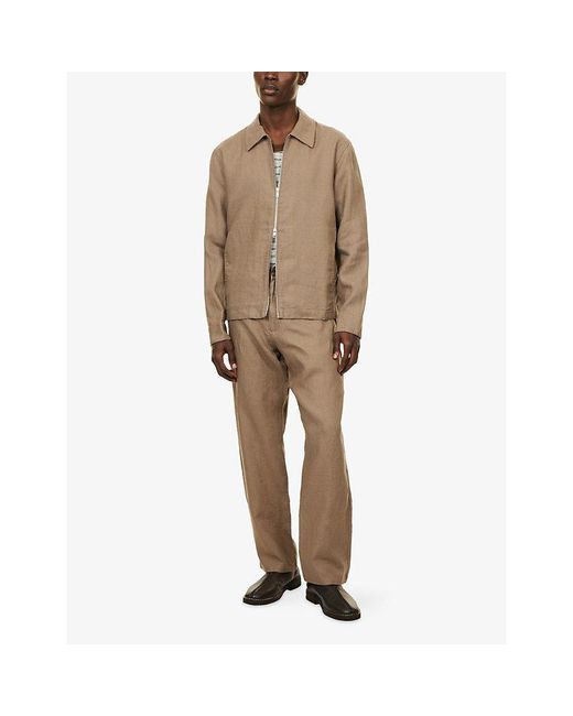 NN07 Natural Alban Zip-Up Linen Jacket for men