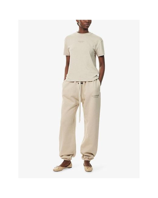 Fear Of God Natural Embossed-Branding Wide-Leg Cotton-Blend Jogging Bottoms