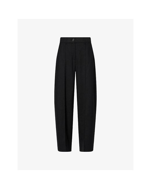 ME+EM Black Pin-Tuck Taper Woven Trousers