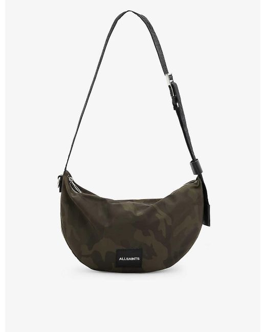 AllSaints Black Koy Adjustable-strap Recycled-polyester Cross-body Bag for men