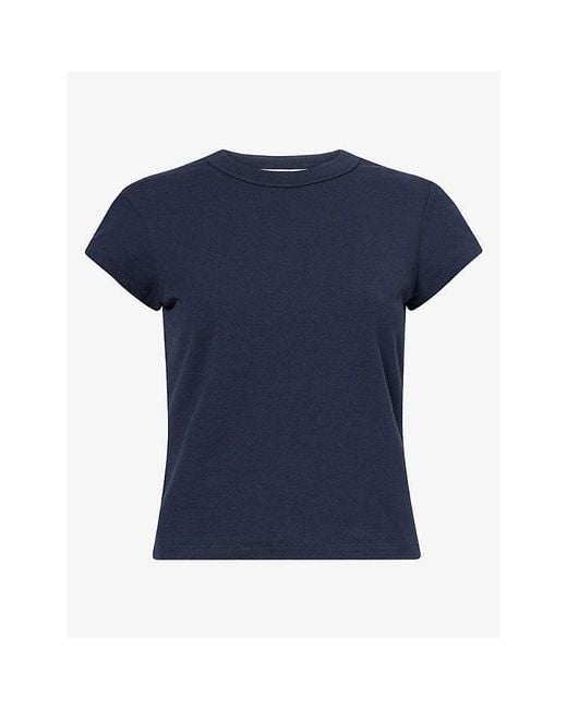 GOOD AMERICAN Blue The Cap Sleeve Cotton-Stretch T-Shirt
