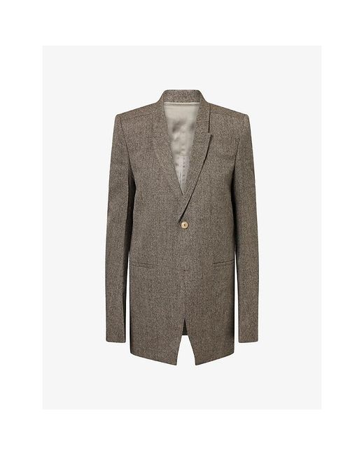 Rick Owens Brown Concordian Peak-Lapel Wool Blazer