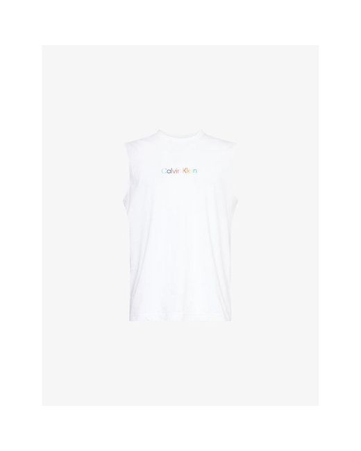 Calvin Klein White Pride Lounge Cotton-Jersey Muscle Tank Top for men