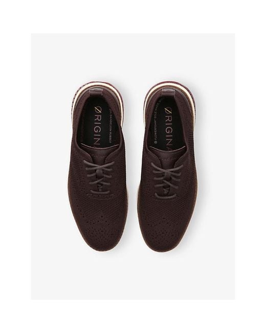 Cole Haan Brown Original Grand Energy-Weave Knitted Oxford Shoes for men