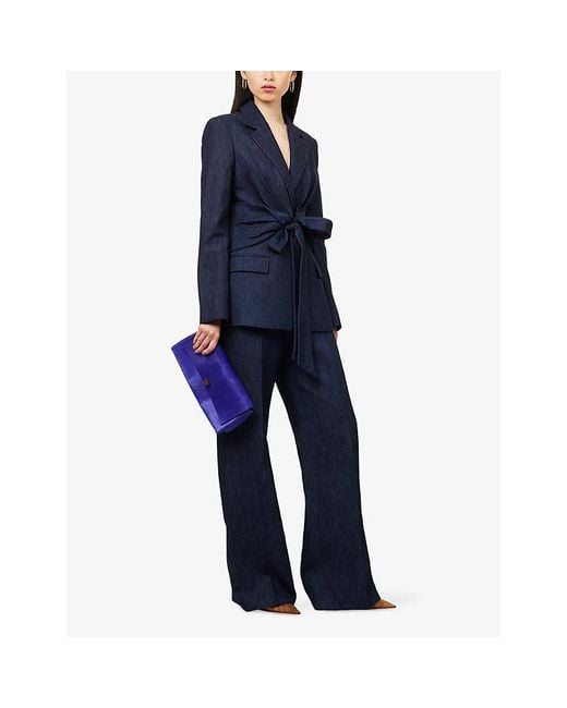 Gabriela Hearst Blue Grant Knotted Cotton-And-Linen Blazer