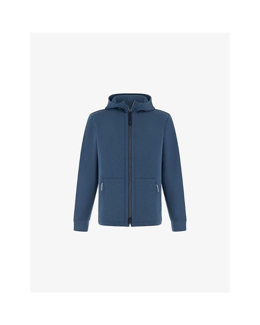 Boggi Blue Scuba Regular-Fit Stretch Cotton-Blend Hoody for men