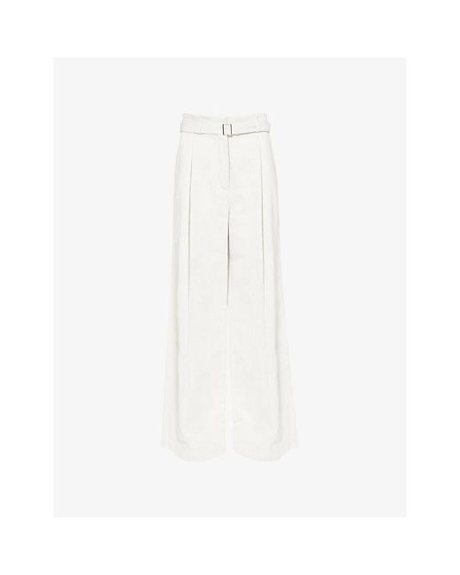 Proenza Schouler White Dana Wide-leg Cotton And Linen-blend Trousers