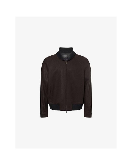 Emporio Armani Black Boiled Wool Blouson Jacket for men