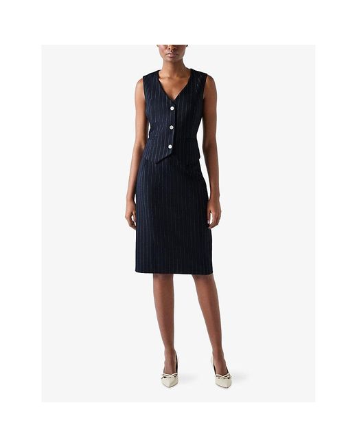 L.K.Bennett Blue Baxtor Pinstriped Stretch Wool-Blend Waistcoat