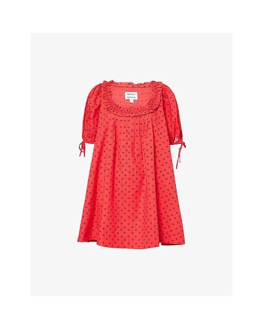 Damson Madder Jemima Gathered Cotton Mini Dress