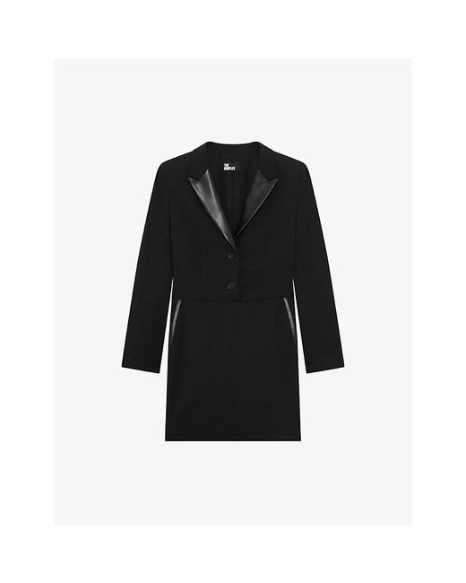 The Kooples Black Tailored Mini Wool Blazer Dress