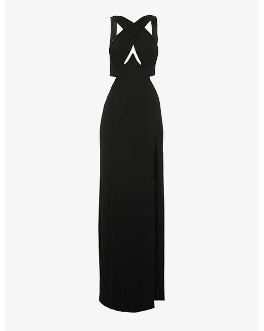 Dundas Gena Halterneck Cut-out Stretch-woven Gown in Black | Lyst