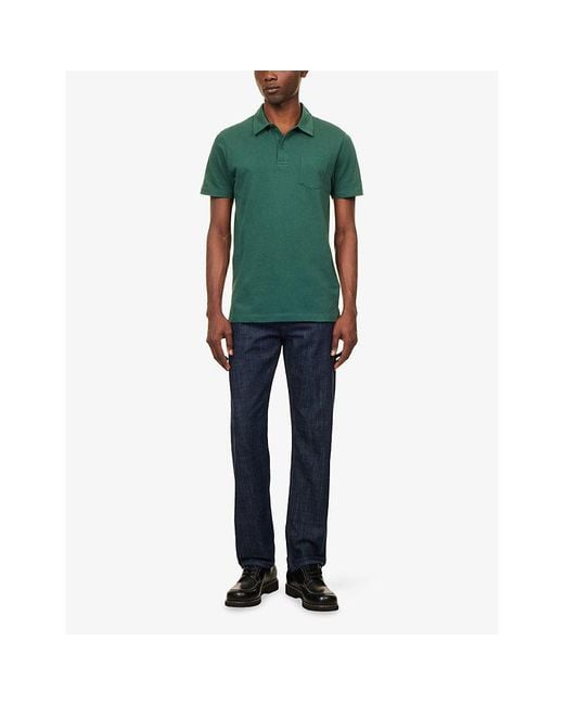 Sunspel Green Riviera Short-Sleeve Cotton Polo Shirt for men