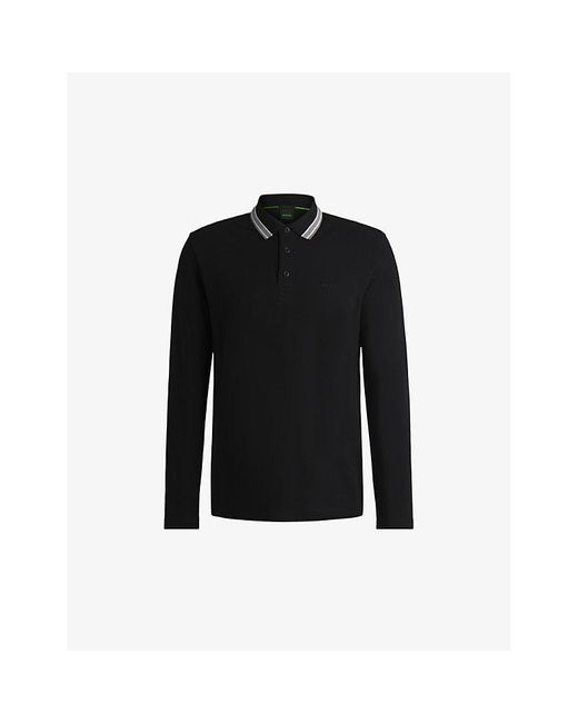 Boss Black Logo-Embroidered Slim-Fit Cotton-Jersey Polo Shirt for men