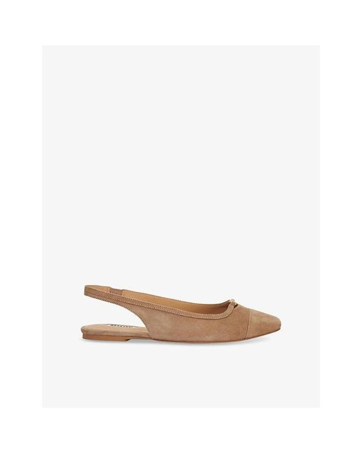 Dune Natural Hanna Suede Slingback Flats
