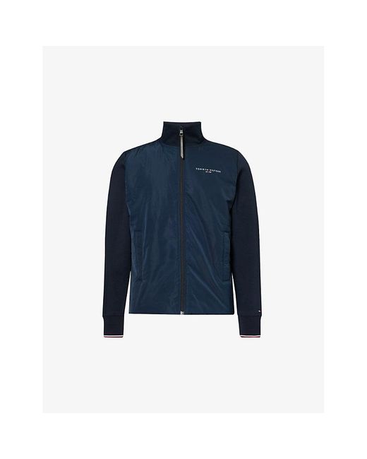 Tommy Hilfiger Blue Stand-collar Branded Cotton-blend Jacket for men