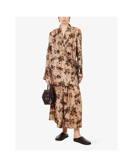 Uma Wang Brown Khloe Floral-Print Woven Jacket