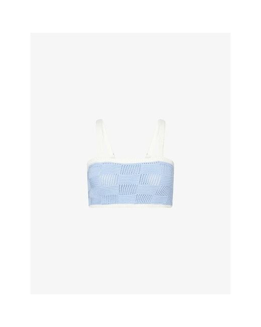 4th & Reckless Blue Yasmin Textured Cotton-Blend Top