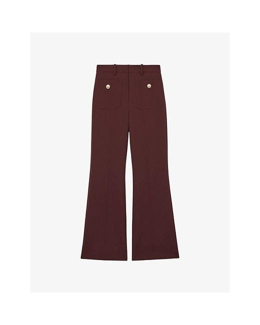 Reiss Purple Parisa Flared-Leg Woven Trousers