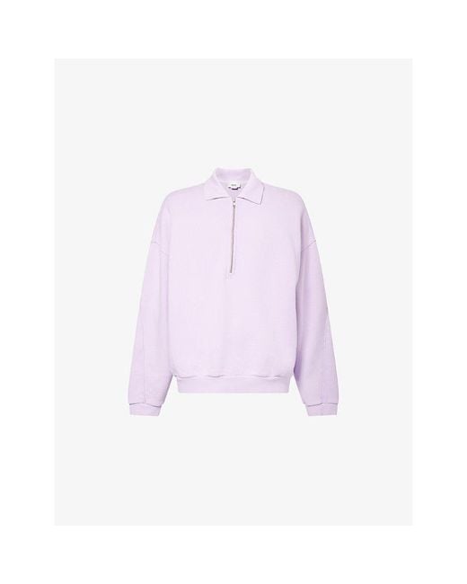 Agolde Purple Pace Quarter-Zip Cotton-Jersey Sweatshirt for men