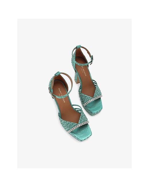 Kurt Geiger Blue Crystal Strap Embellished Platform Sandals