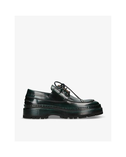Jacquemus Black Les Bateau Pavane Notched-sole Leather Platform Boat Shoes for men
