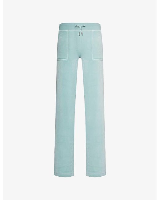 Juicy Couture Blue Del Ray Straight-leg Mid-rise Velour jogging Botto