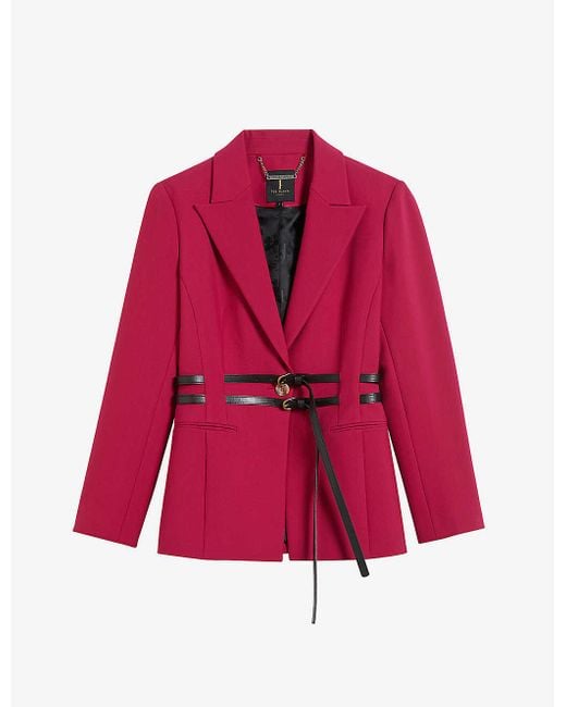 Ted Baker Red Hallei Double-belted Stretch-woven Blazer