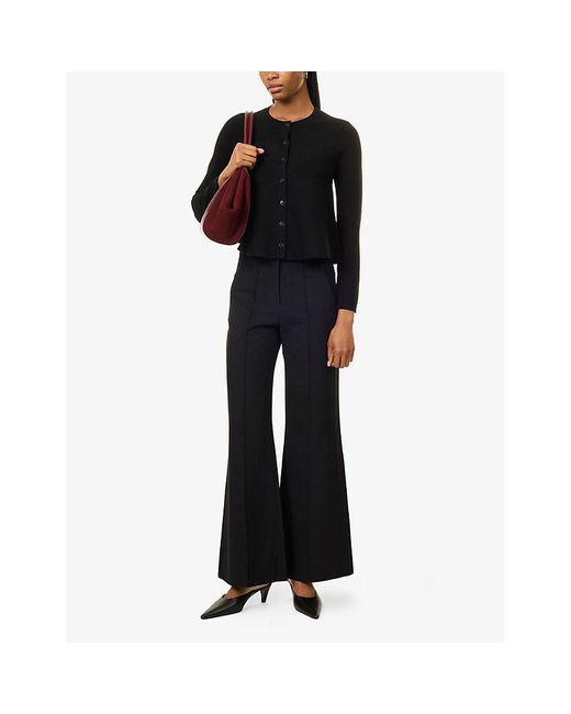 ME+EM Black Tailored-Fit Flared Woven Trousers