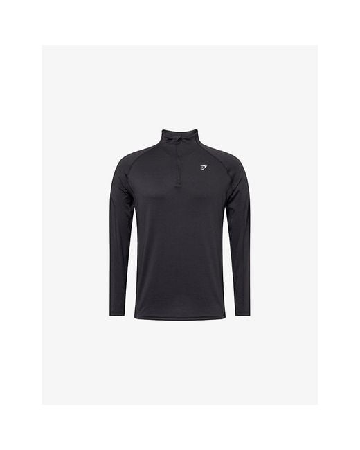 GYMSHARK Blue Performance Quarter Zip Stretch-Woven Top for men