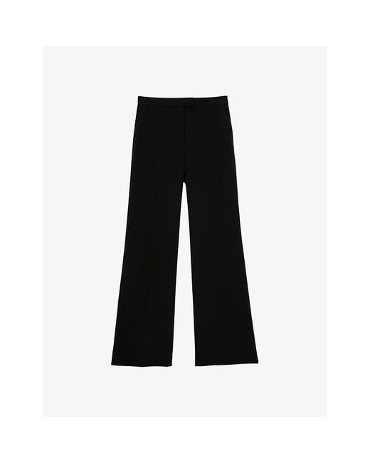 The Kooples Black Straight-Leg High-Rise Crepe Trousers