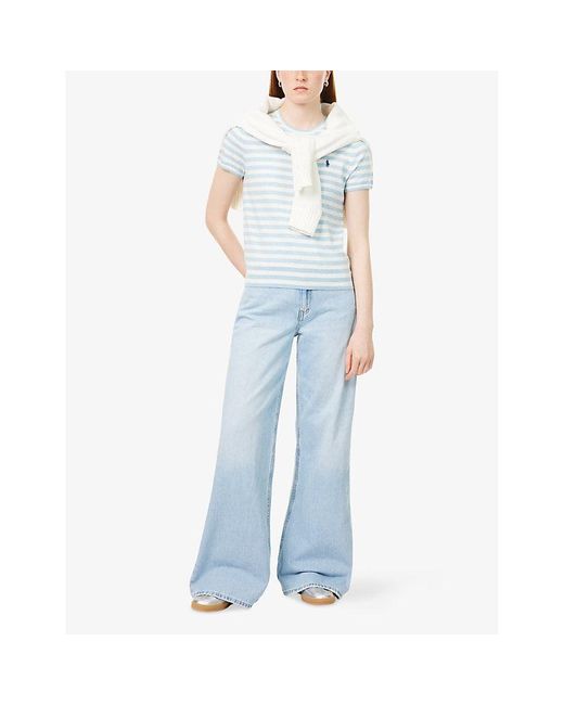Polo Ralph Lauren Blue Flared Wide-Leg Denim Jeans