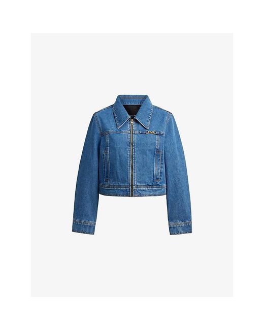 COACH Blue Sculpted C Shrunken Denim Jacket